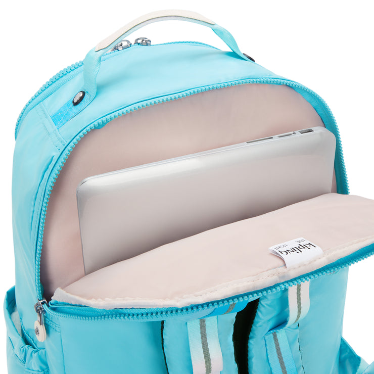 KIPLING Large backpack (with laptop compartment) Female Sea Blue Met Seoul College Extra I3514-52D