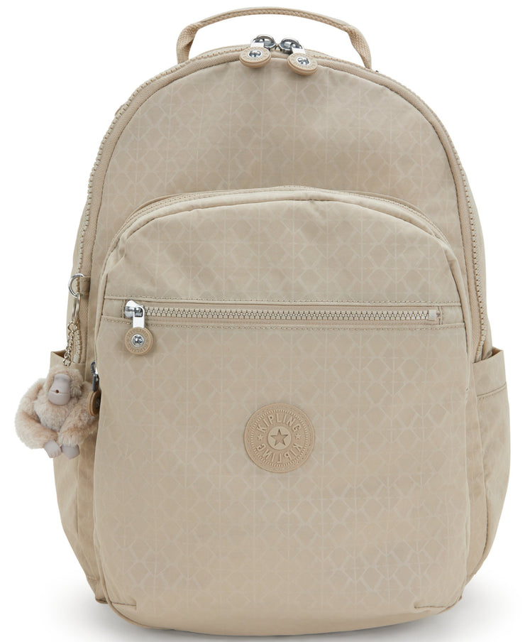 حقيبة ظهر كبيرة من KIPLING حقيبة ظهر أنثوية كبيرة منقوشة باللون البيج سيول I4034-96A