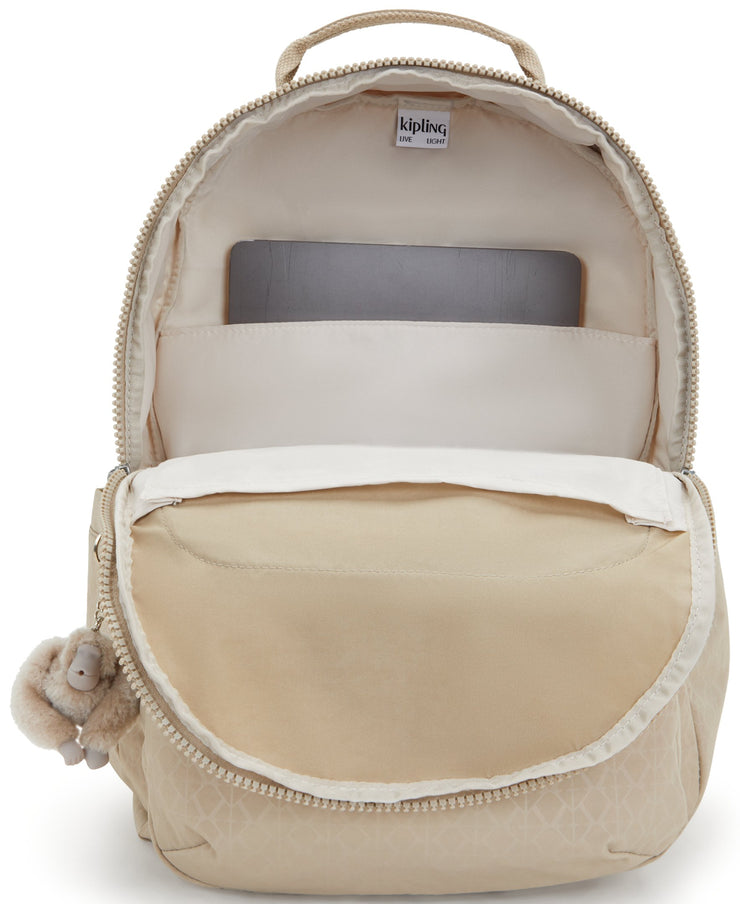 حقيبة ظهر كبيرة من KIPLING حقيبة ظهر أنثوية كبيرة منقوشة باللون البيج سيول I4034-96A