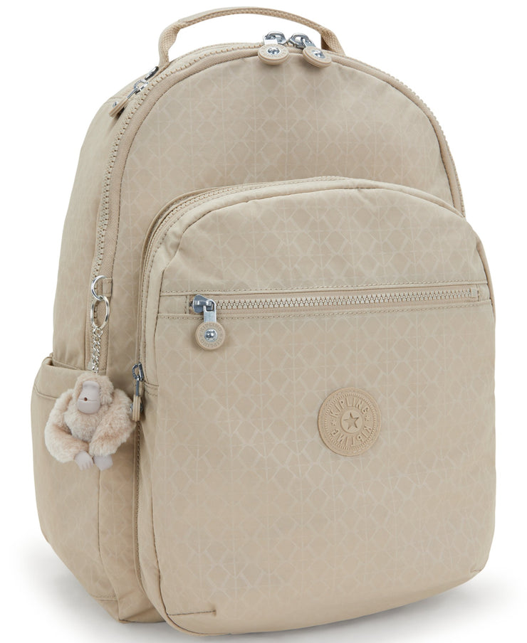 حقيبة ظهر كبيرة من KIPLING حقيبة ظهر أنثوية كبيرة منقوشة باللون البيج سيول I4034-96A