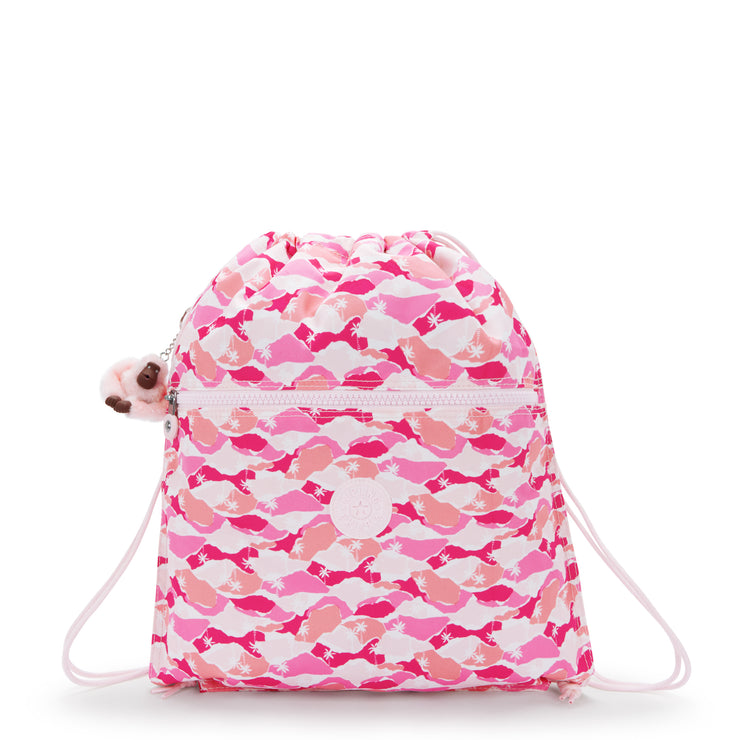 KIPLING Medium backpack (with drawstring) Female Pink Palm Supertaboo I5637-1BV