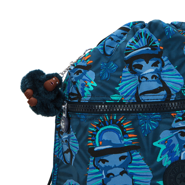 حقيبة ظهر متوسطة الحجم من KIPLING (مع رباط) للجنسين زرقاء اللون أزرق قرد مرح خارق - I5637-8HJ