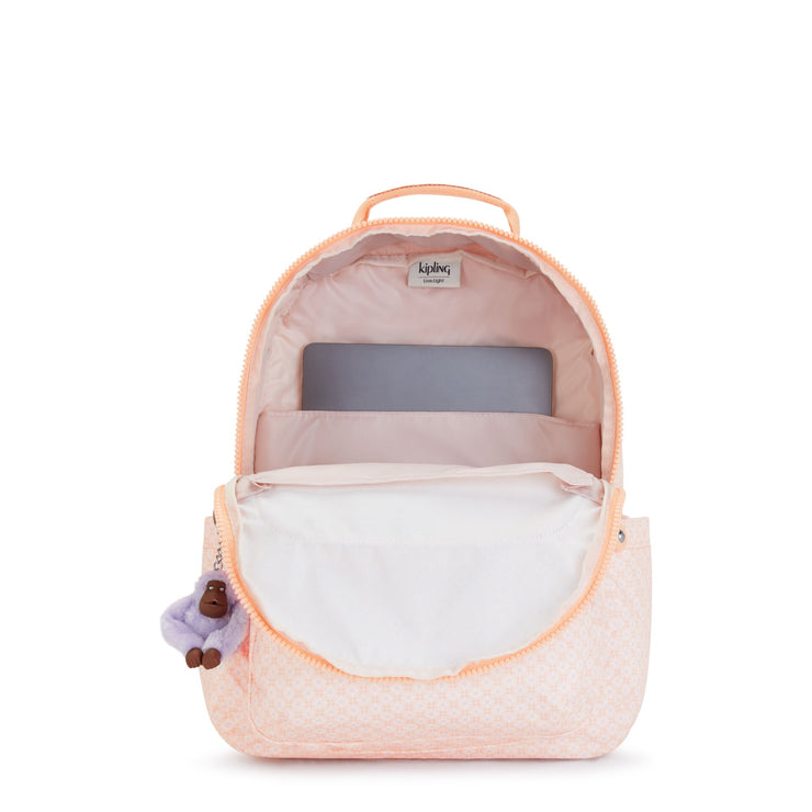 حقيبة ظهر كبيرة من كيبلينج مع حجرة مبطنة للكمبيوتر المحمول للإناث Girly Tile Prt Seoul - I4851-5EH