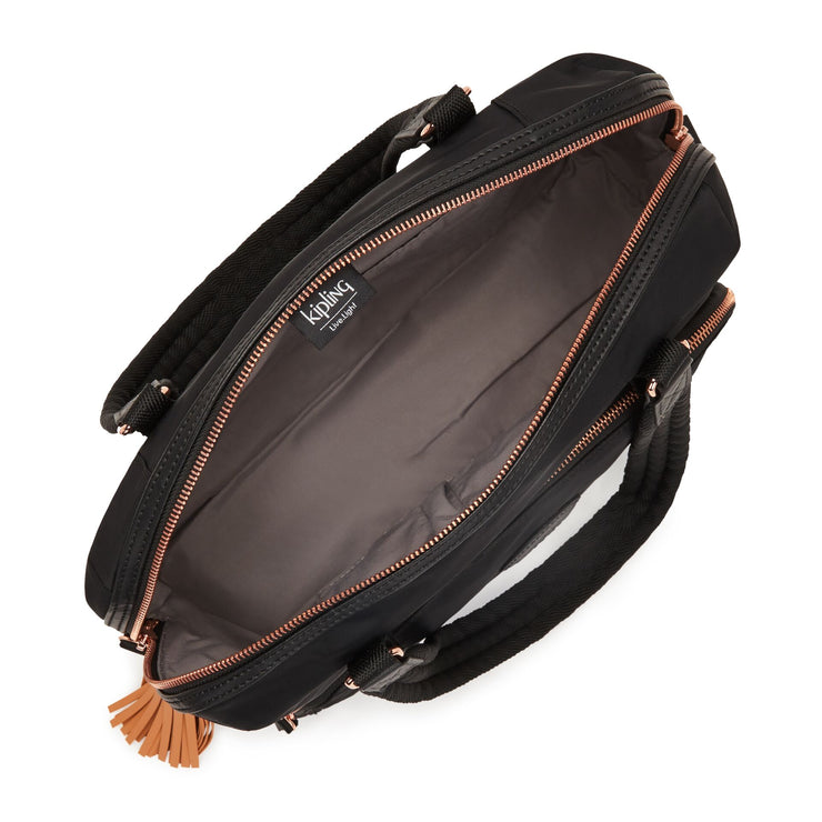 حقيبة كتف كبيرة من KIPLING حقيبة كتف أنثوية وردية سوداء لينزا - I5427-53H