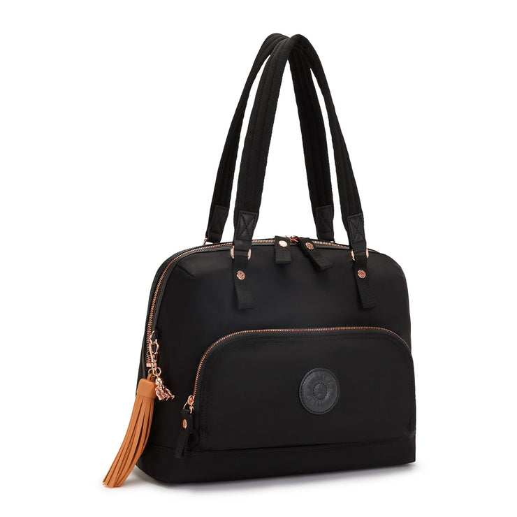 حقيبة كتف كبيرة من KIPLING حقيبة كتف أنثوية وردية سوداء لينزا - I5427-53H