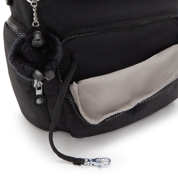 حقيبة ظهر صغيرة بأحزمة قابلة للتعديل للإناث من KIPLING Black Noir City Zip S - I3523-P39