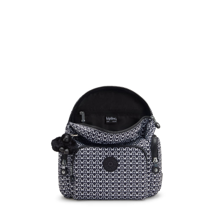 حقيبة ظهر صغيرة من KIPLING مع أحزمة قابلة للتعديل بطباعة أنثوية مطبوعة بطبعة أنثى بسحاب صغير - I3735-DD2