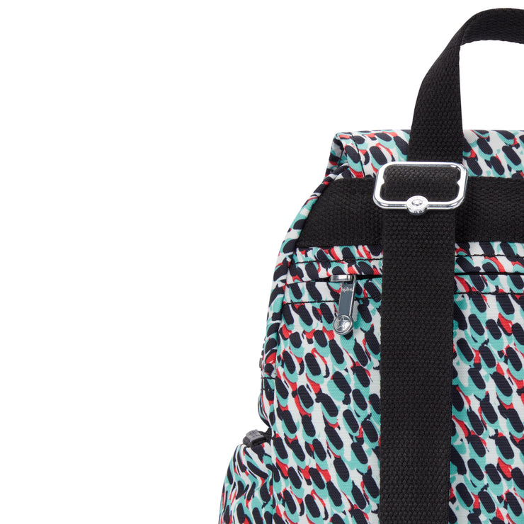 حقيبة ظهر صغيرة من KIPLING مع أحزمة قابلة للتعديل بطباعة تجريدية أنثوية صغيرة بسحاب المدينة - I3735-GN6