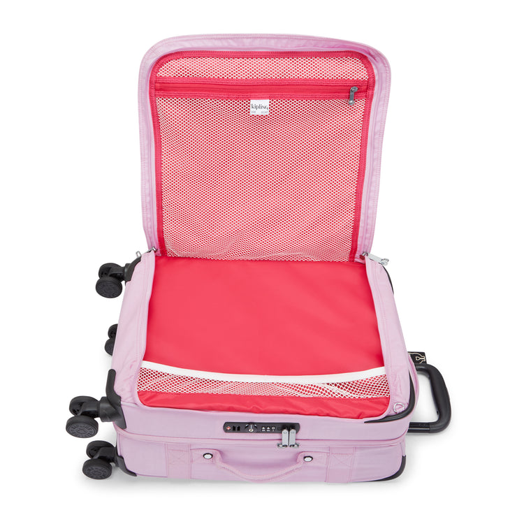 حقيبة KIPLING صغيرة الحجم بعجلات ذات عجلات أنثى ذات لون وردي مزهر وردي عفوي S - I5508-R2C