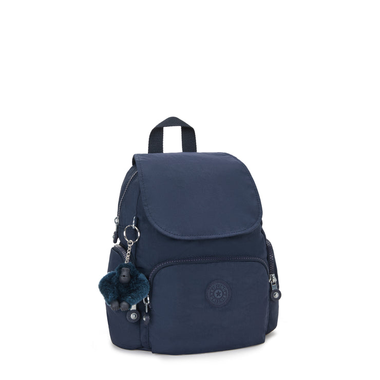 حقيبة ظهر صغيرة مع أحزمة قابلة للتعديل من KIPLING حقيبة ظهر صغيرة بأحزمة قابلة للتعديل للإناث أزرق أزرق 2 سيتي بسحاب صغير - I6046-96V