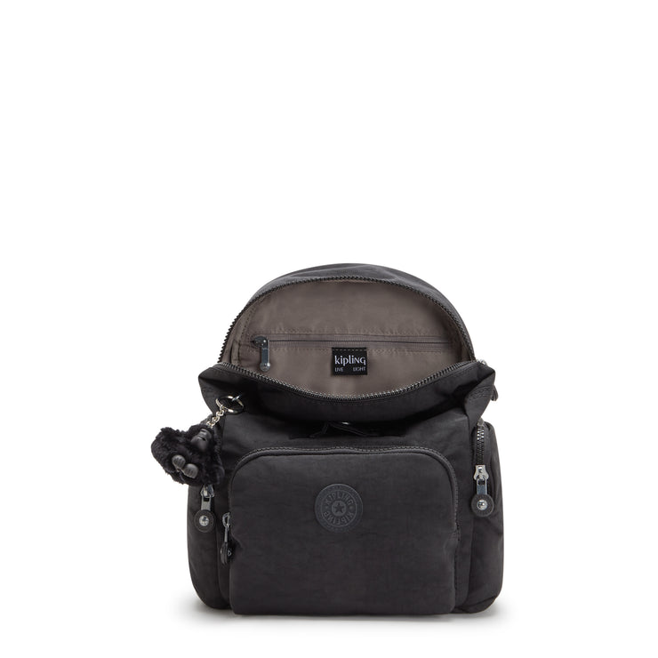 حقيبة ظهر صغيرة بأحزمة قابلة للتعديل من KIPLING أنثى سوداء نوار سيتي بسحاب صغير - I6046-P39