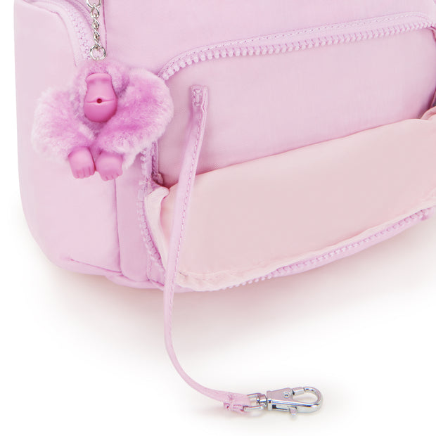 حقيبة ظهر صغيرة KIPLING مع أحزمة قابلة للتعديل أنثى تزهر الوردي مدينة الرمز البريدي البسيطة