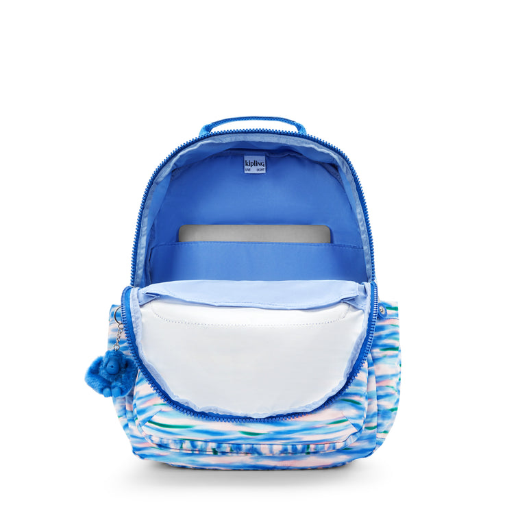 حقيبة ظهر كبيرة من KIPLING حقيبة ظهر أنثوية زرقاء مخففة سيول - I6269-TX9