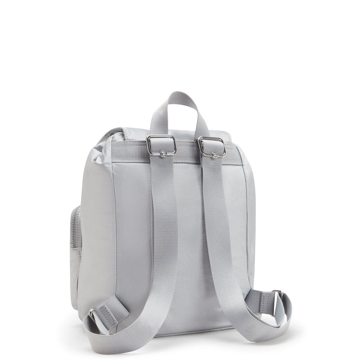 حقيبة ظهر صغيرة برباط صغير برباط من KIPLING مع جيوب أمامية أنثوية فضي غلام أنتو S - I7751-K2E