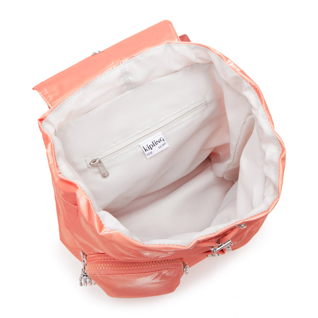 حقيبة ظهر صغيرة برباط صغير برباط من KIPLING بجيوب أمامية أنثوية خوخي غلام أنتو S - I7751-S7W