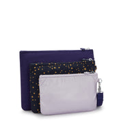 KIPLING 3 large pouches (with removable wristlet) Unisex Moonlit Blue Iaka L Wristlet I4219-4GA