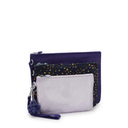 KIPLING 3 large pouches (with removable wristlet) Unisex Moonlit Blue Iaka L Wristlet I4219-4GA