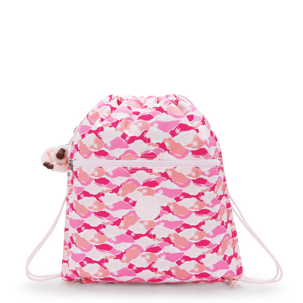 KIPLING Medium backpack (with drawstring) Female Pink Palm Supertaboo I5637-1BV