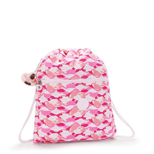 KIPLING Medium backpack (with drawstring) Female Pink Palm Supertaboo I5637-1BV