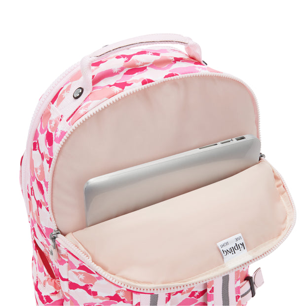 KIPLING Large backpack (with laptop compartment) Female Pink Palm Seoul Lap I5816-1BV