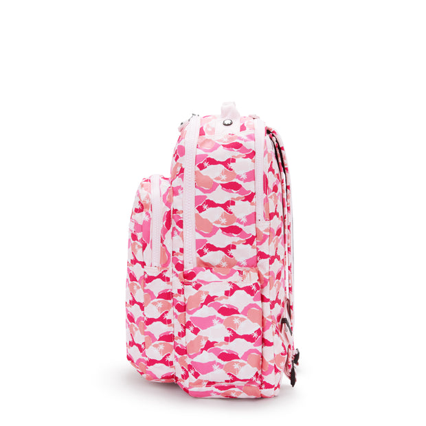 KIPLING Large backpack (with laptop compartment) Female Pink Palm Seoul Lap I5816-1BV