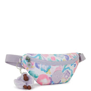 Kipling Kids' Small Bum Bag With Adjustable Strap Female Aqua Flowers Happy