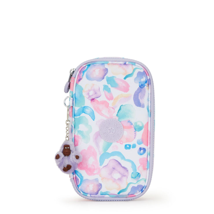 KIPLING Medium pencase holds up to 50 pens Female Aqua Flowers 50 Pens