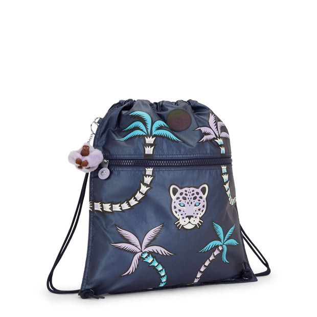 Kipling Medium Backpack (With Drawstring) Female Admiral Blue Palm Supertaboo