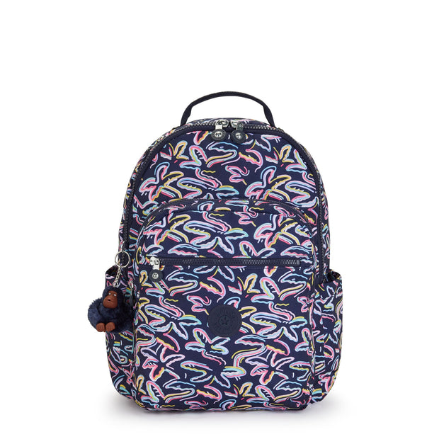 KIPLING Large Backpack with Padded Laptop Compartment Female Palm Fiesta Print Seoul