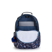 Kipling Large Backpack With Padded Laptop Compartment Unisex Surf Sea Print Seoul