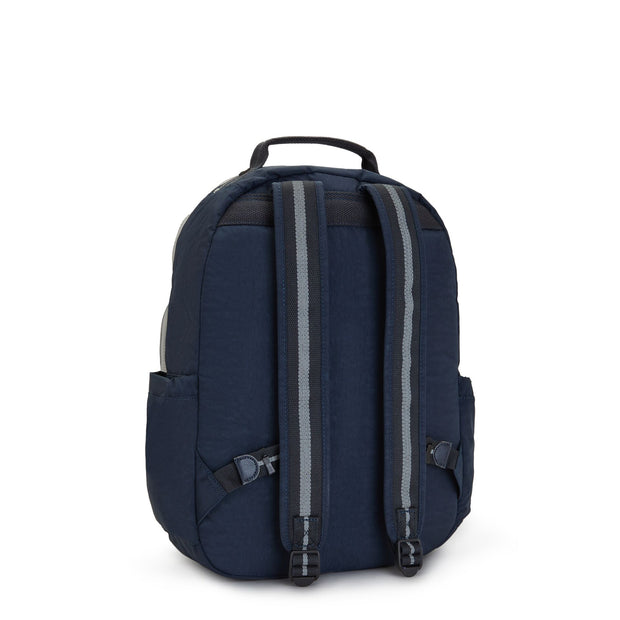 Kipling Large Backpack With Padded Laptop Compartment Unisex True Blue Grey Seoul