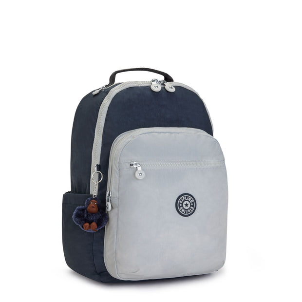Kipling Large Backpack With Padded Laptop Compartment Unisex True Blue Grey Seoul