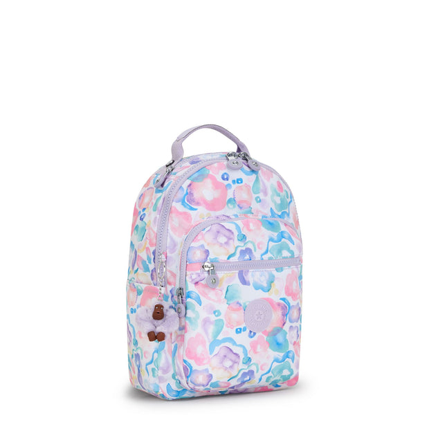 Kipling Small Backpack With Tablet Compartment Female Aqua Flowers Seoul S