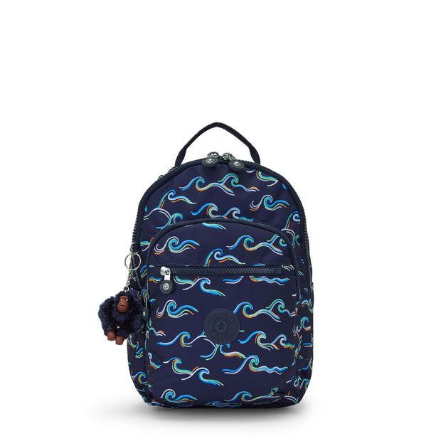 KIPLING Small Backpack with Tablet Compartment Unisex Fun Ocean Print Seoul S