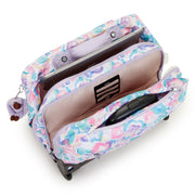 Kipling Large Wheeled Backpack With Laptop Compartment Female Aqua Flowers Giorno