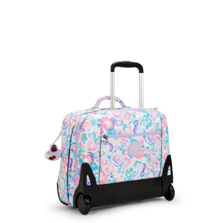 Kipling Large Wheeled Backpack With Laptop Compartment Female Aqua Flowers Giorno
