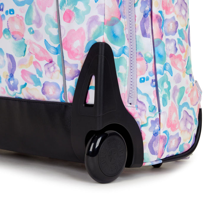 Kipling Large Wheeled Backpack With Laptop Compartment Female Aqua Flowers Giorno