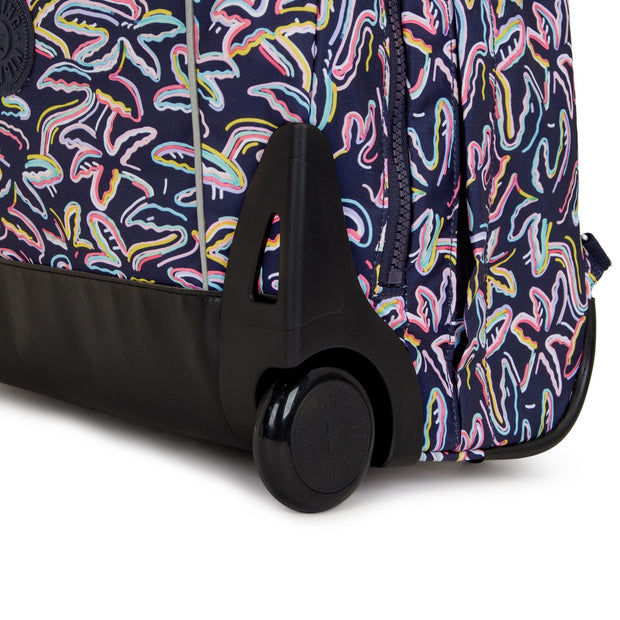 Kipling Large Wheeled Backpack With Laptop Compartment Female Palm Fiesta Print Giorno