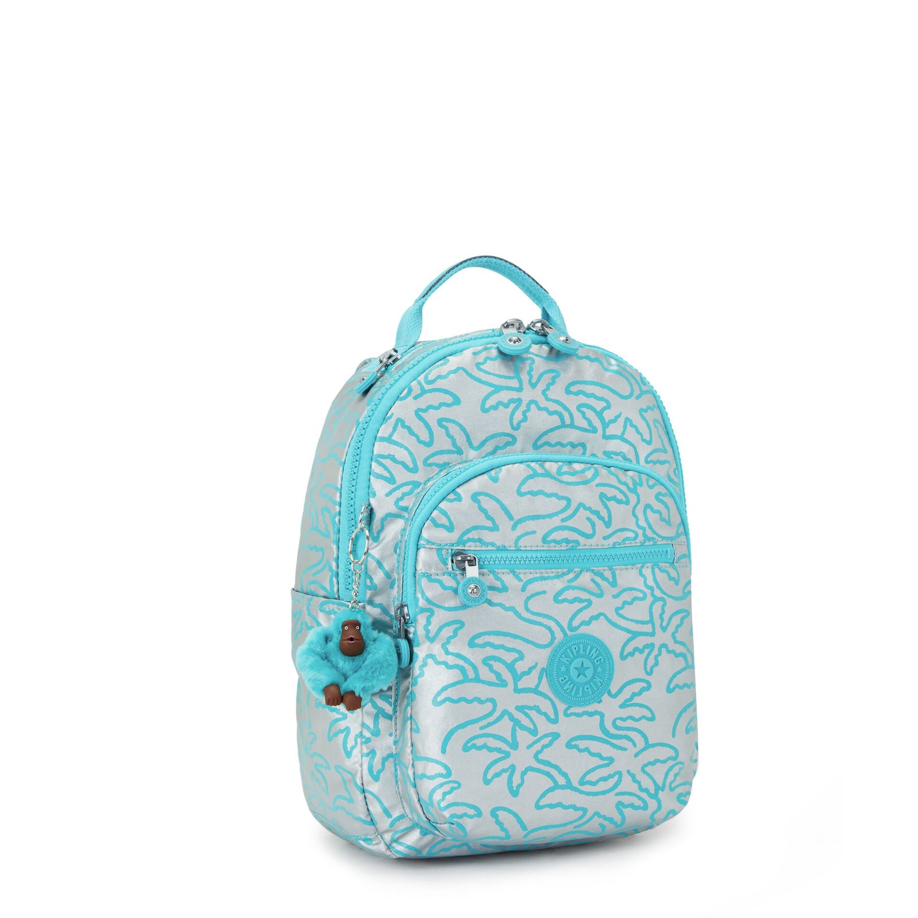 Kipling Small Backpack With Tablet Protection Female Metallic Palm Seo
