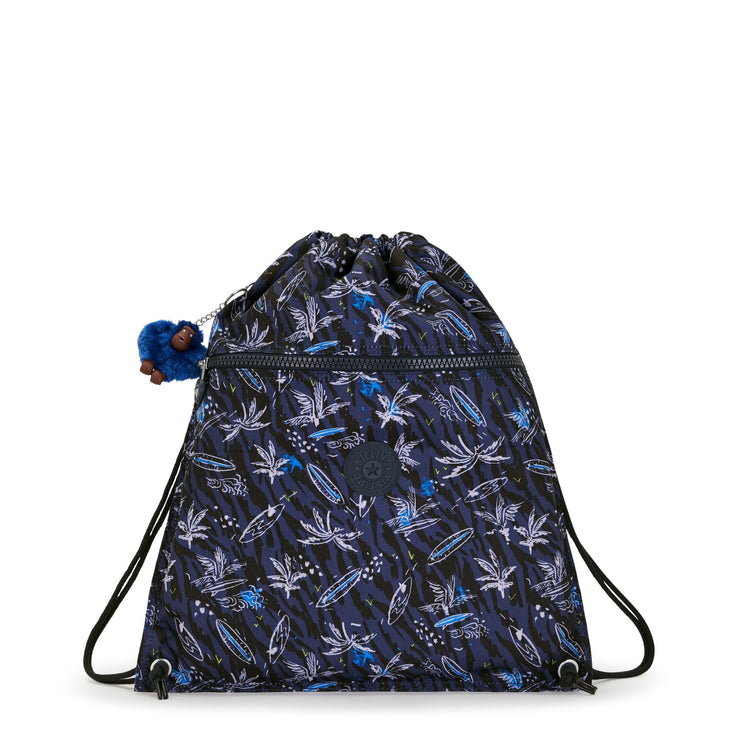 KIPLING Medium Drawstring Bag Unisex Surf Sea Print Supertaboo