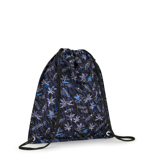 Kipling Medium Drawstring Bag Unisex Surf Sea Print Supertaboo