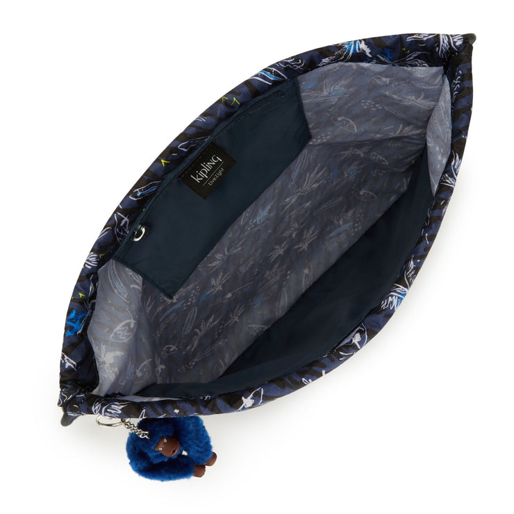 Kipling Medium Drawstring Bag Unisex Surf Sea Print Supertaboo