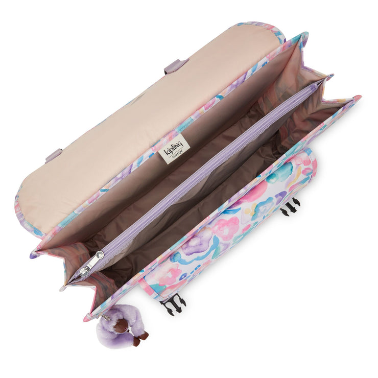 Kipling Medium Schoolbag Including Fluro Rain Cover Female Aqua Flower
