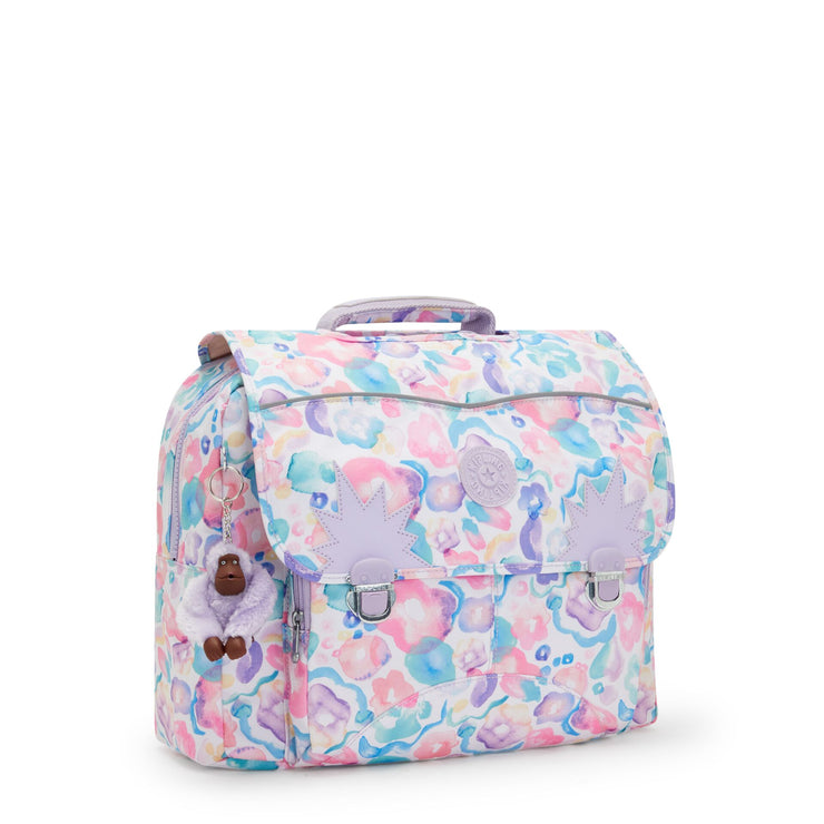 Kipling Medium Schoolbag With Padded Shoulder Straps Female Aqua Flowers Iniko