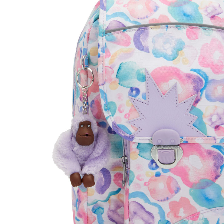 Kipling Medium Schoolbag With Padded Shoulder Straps Female Aqua Flowers Iniko