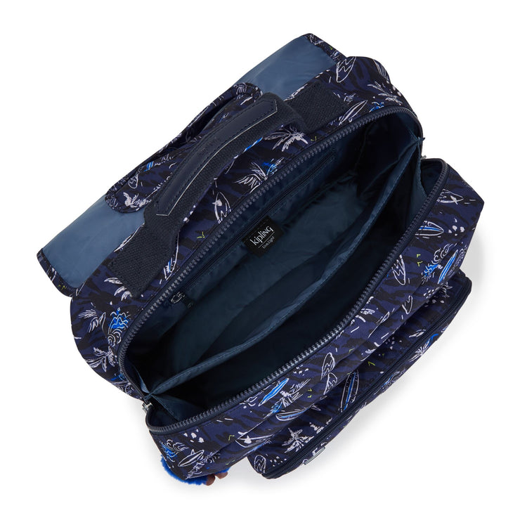 Kipling Medium Schoolbag With Padded Shoulder Straps Unisex Surf Sea Print Iniko