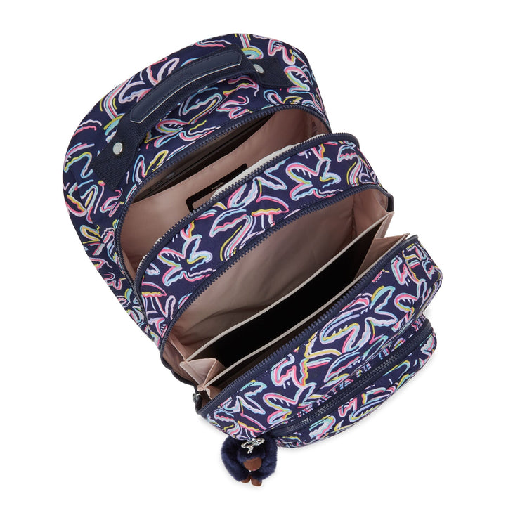 Kipling Large Backpack With Laptop Protection Female Palm Fiesta Print Class Room