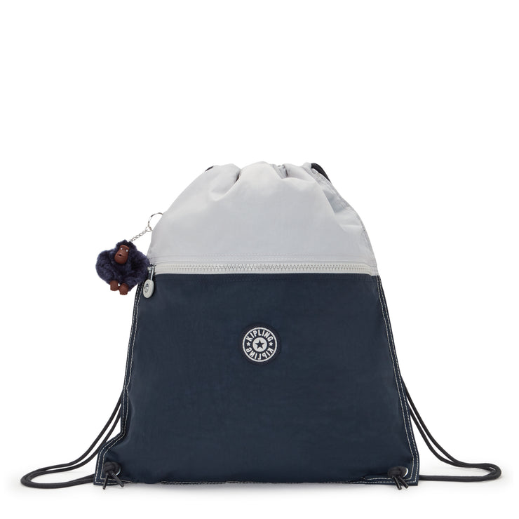 KIPLING Medium Drawstring Bag Unisex True Blue Grey Supertaboo