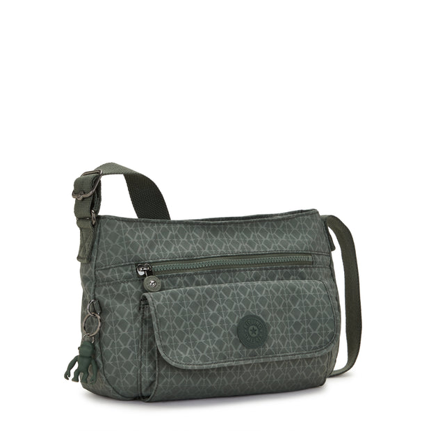 Kipling Medium Crossbody Female Sign Green Embosse Syro