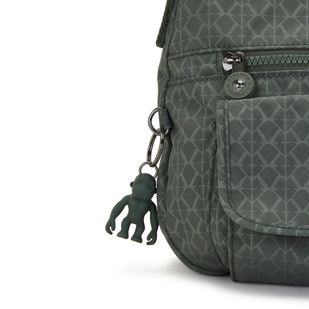 Kipling Medium Crossbody Female Sign Green Embosse Syro